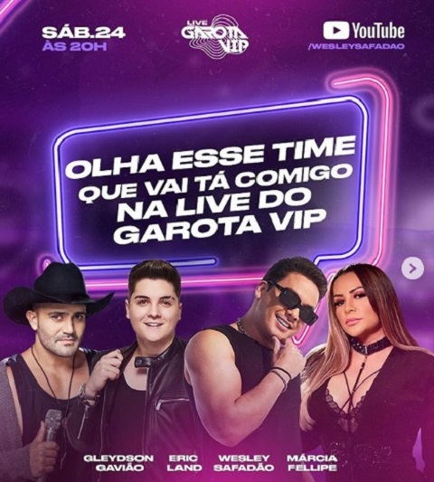 Wesley Safadão fará Live Garota VIP sábado (24)