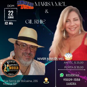 Grande show da aniversariante Marisa Mel Ex The Voice e Gil Rhie acontece em 22 de Junho