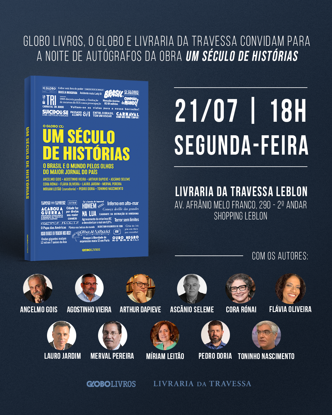 O GLOBO celebra 100 anos com lançamento do livro Um século de histórias