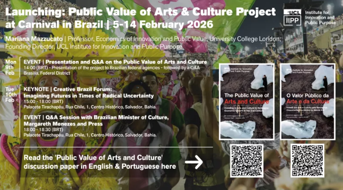 Missão internacional com Mariana Mazzucato para estudar o Carnaval MinC