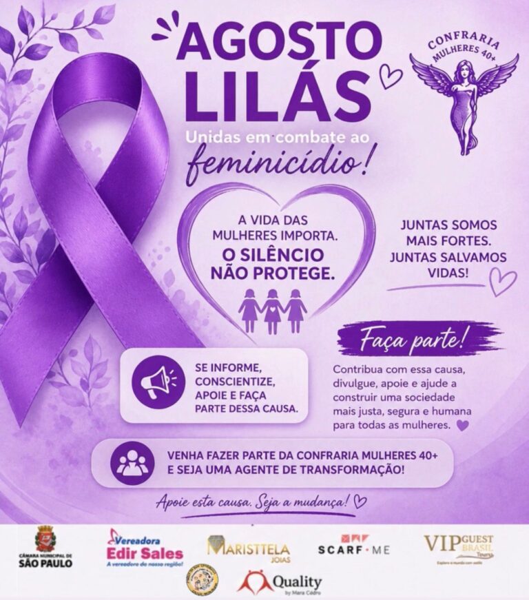 Confraria Mulheres 40+ lança pré 2ª Edição do Congresso Agosto Lilás com tema “Unidas em Combate ao Feminicídio”