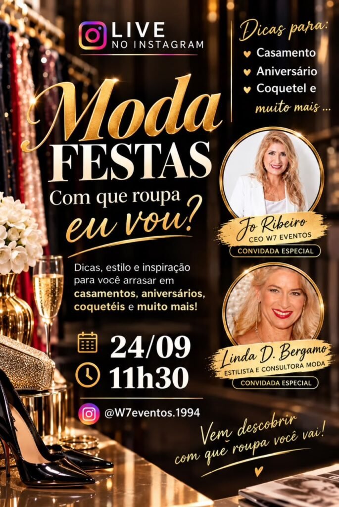 Com que roupa eu vou? Live de moda com Jo Ribeiro e a estilista Linda D’Bergamo traz dicas para acertar no look de festa