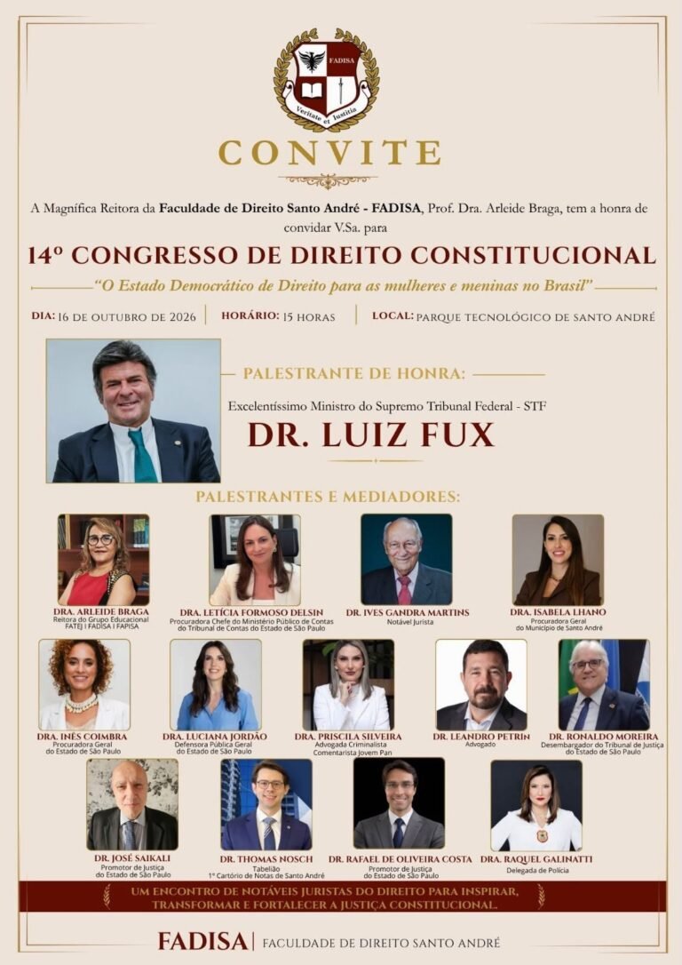 Santo André recebe 14º Congresso de Direito Constitucional com presença do ministro Luiz Fux