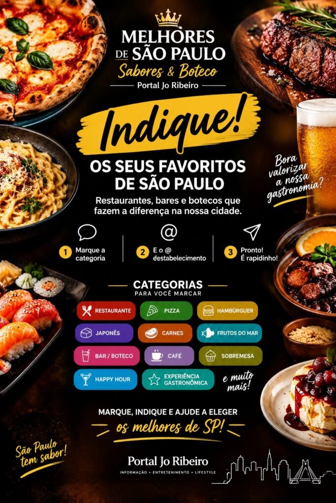 Portal Jo Ribeiro lança “Melhores de São Paulo – Sabores & Boteco”