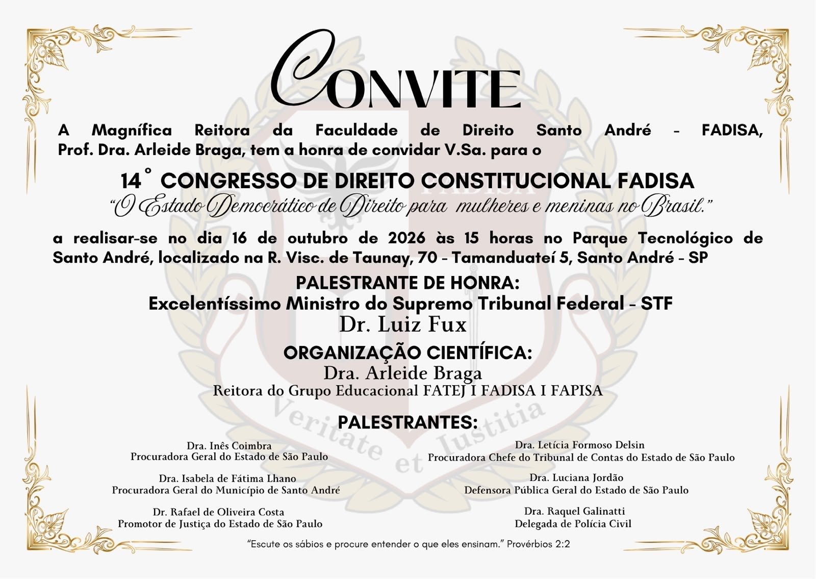 Santo André recebe 14º Congresso de Direito Constitucional com presença do ministro Luiz Fux